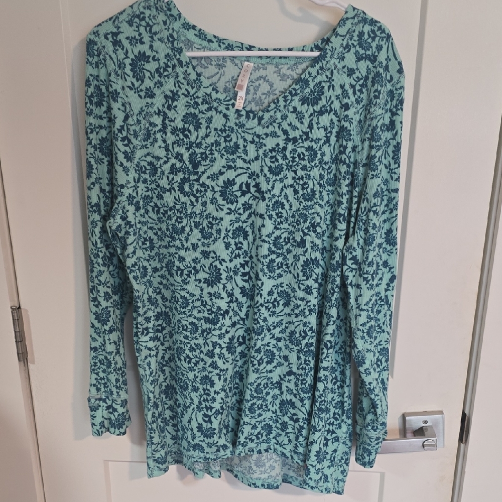 On Running Blue Patterned Long Sleeve Top